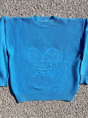 Vtg 90s Head Sportswear Tennis Sweater Embossed Racquet Blue L